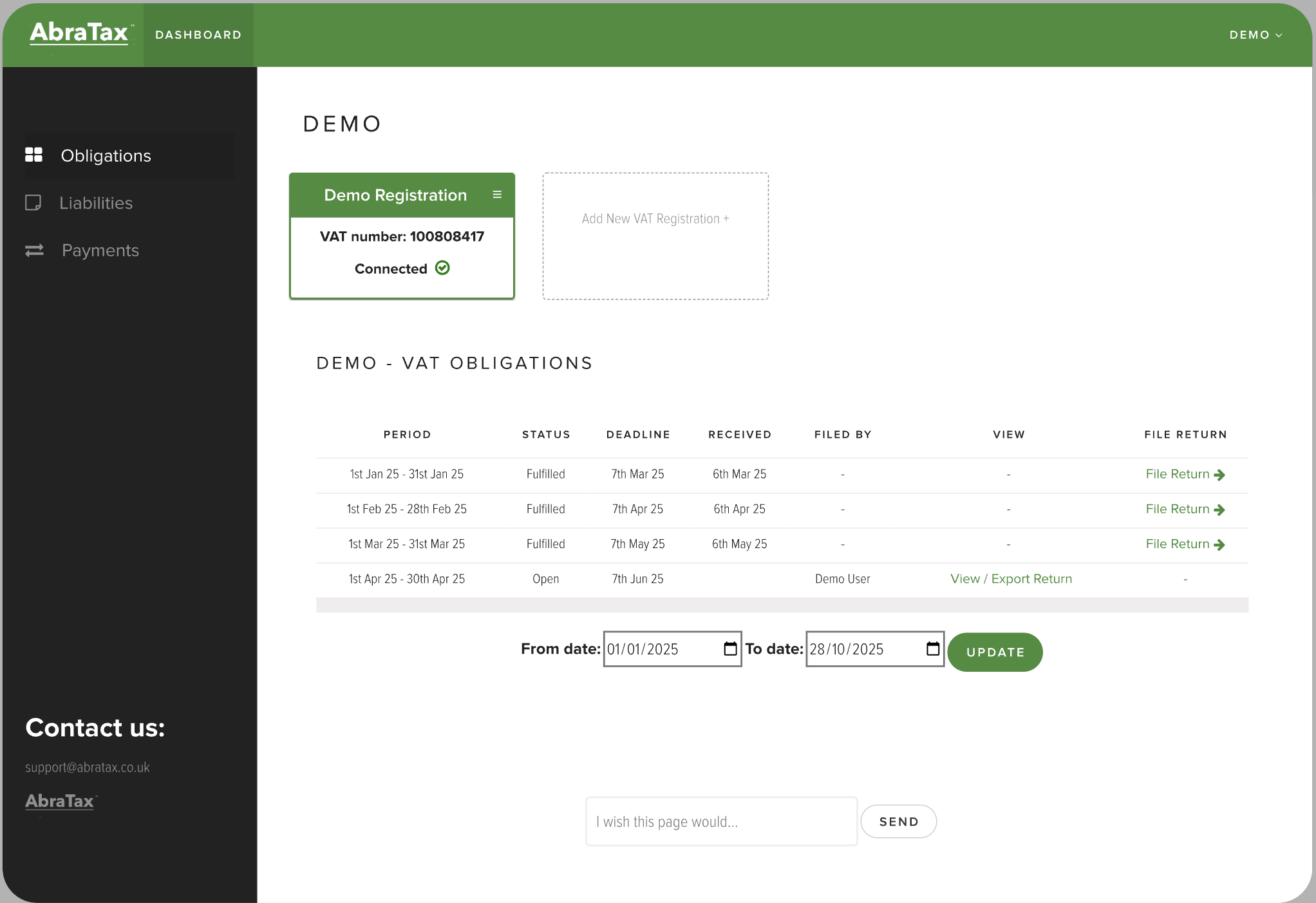 AbraTax interface